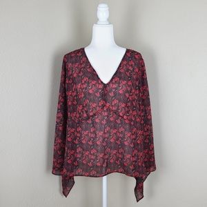 Lane Bryant women floral blouse size 18 long sleeve